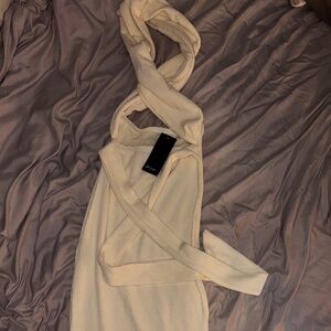 Halter Open Back Split Hem Midi Dress